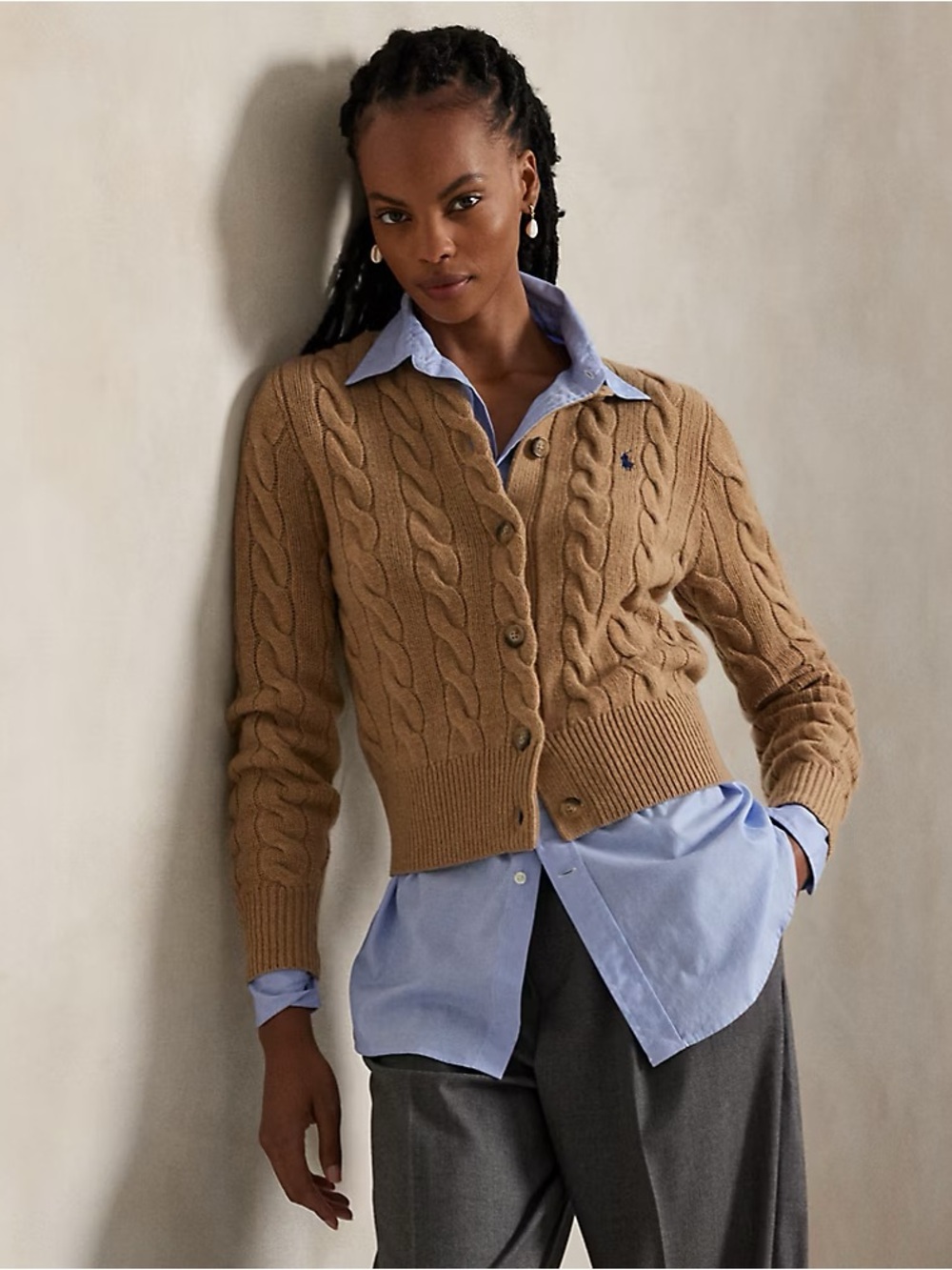 Ralph Lauren Cable-Knit Wool-Cashmere Cardigan